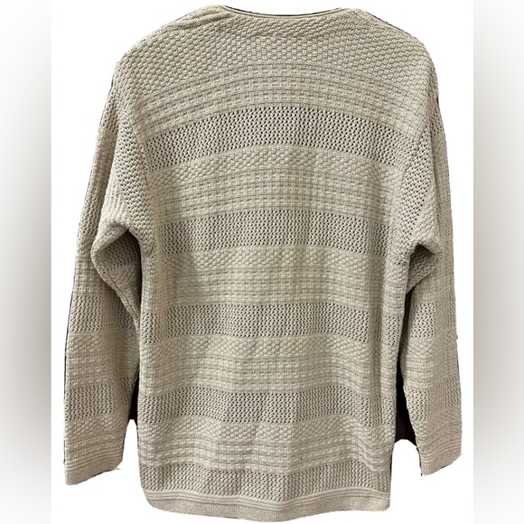 Vintage 90s LizSport Womens Size Medium Textured Oatmeal Tan Cardigan Sweater - Picture 7 of 8